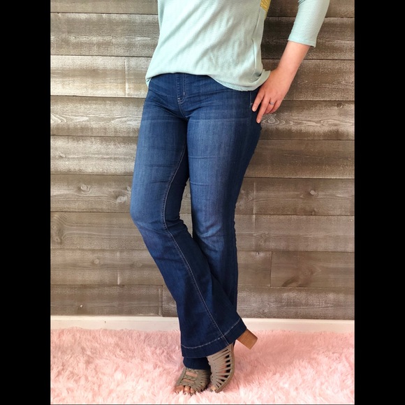 RESTOCK! New Cello Jeans Pull On Flares Dark Wash - Picture 7 of 16